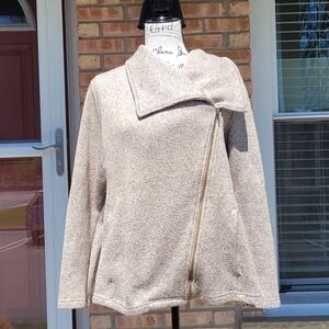 Land's End Asymmetrical Zip Fleece Lined Jacket- LP 14-16- Fits Size 18 as well